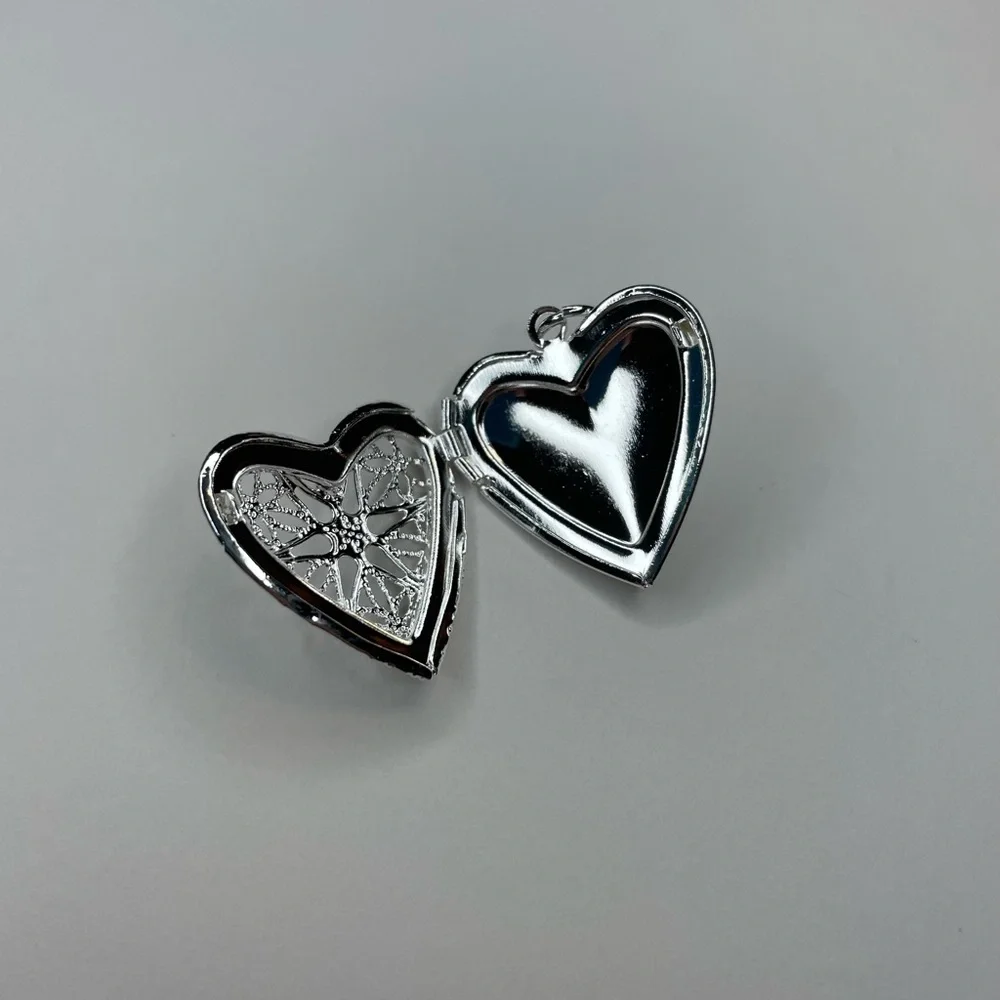 Victorian Heart Silver-Tone Gem Locket - Picture 2 of 4